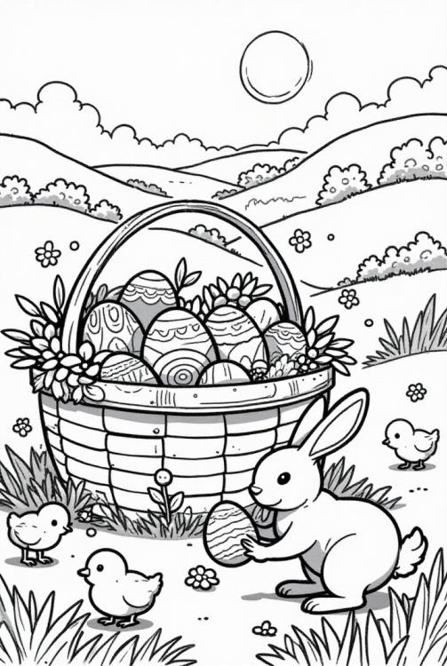 Easter bunny with Easter basket