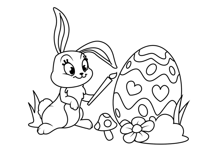 Coloring page Easter bunny with easter egg