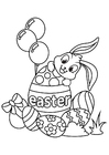 Coloring pages Easter bunny with Easter egg