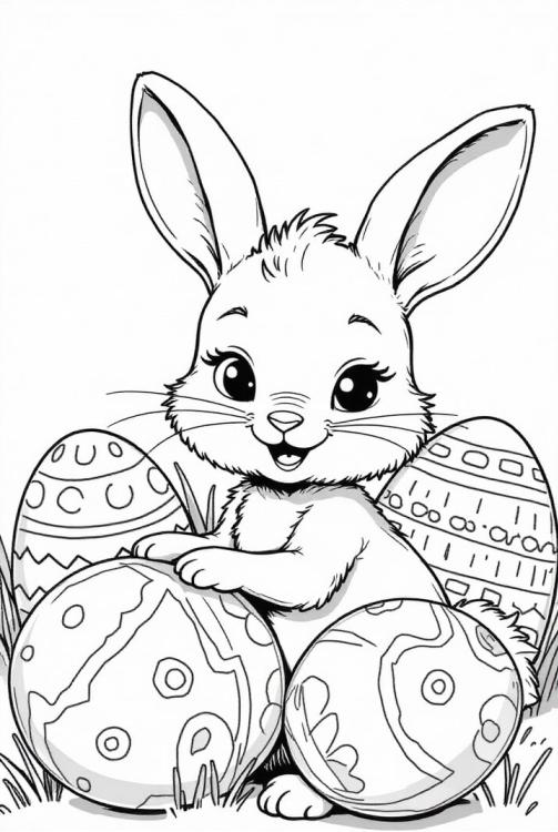 easter bunny with easter eggs