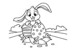 Coloring page Easter bunny with easter eggs