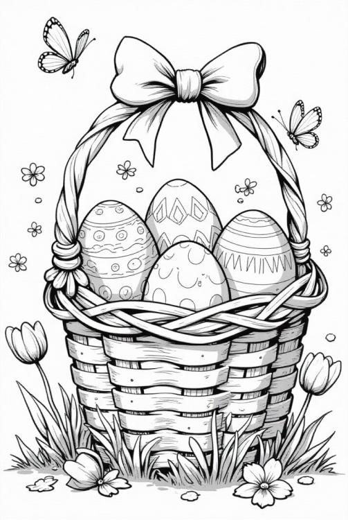 easter eggs in the basket