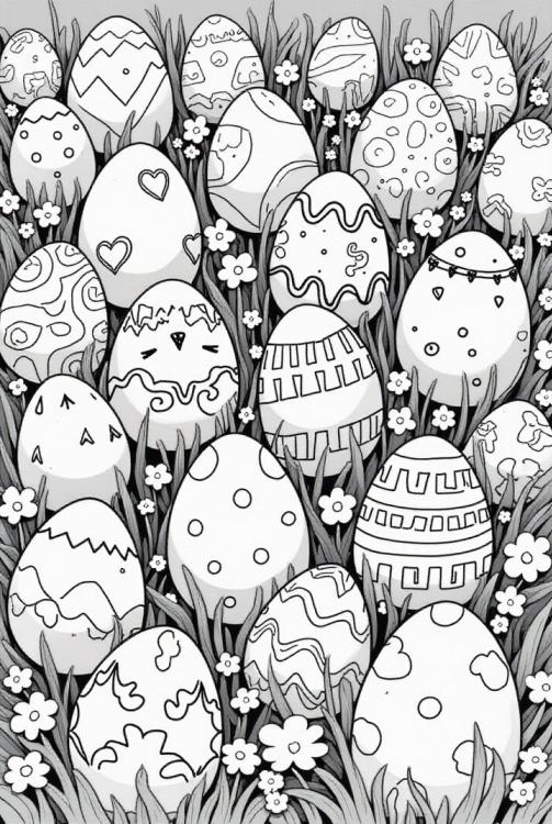 easter eggs in the grass
