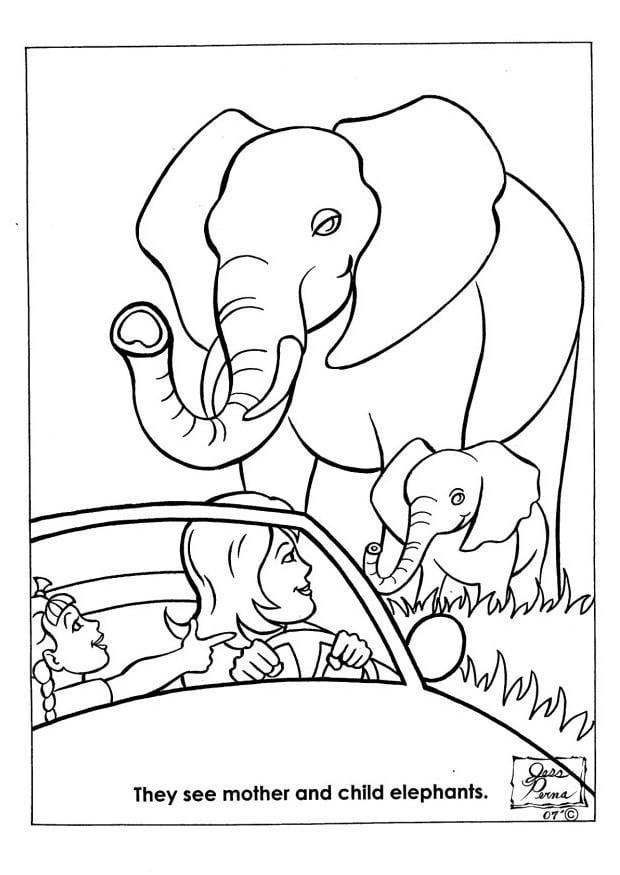 Coloring page elephants