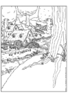 Coloring page elf village