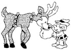 Coloring page elf with reindeer