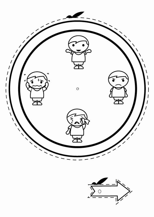 Coloring page emotion clock - boys