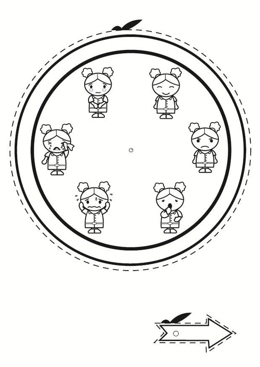 Coloring page emotion clock