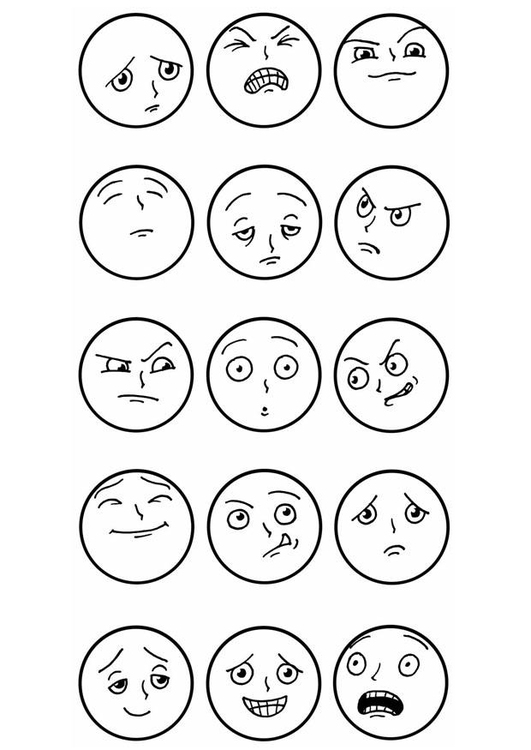 Coloring page facial expressions