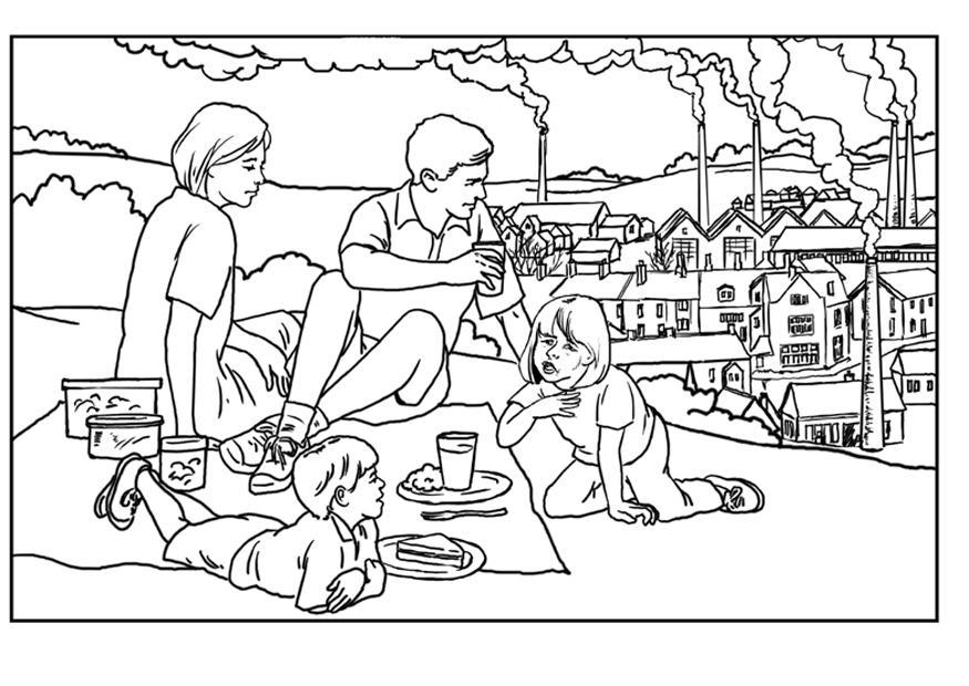 Coloring page factories - pollution