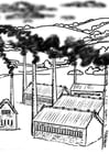 Coloring page factory - pollution
