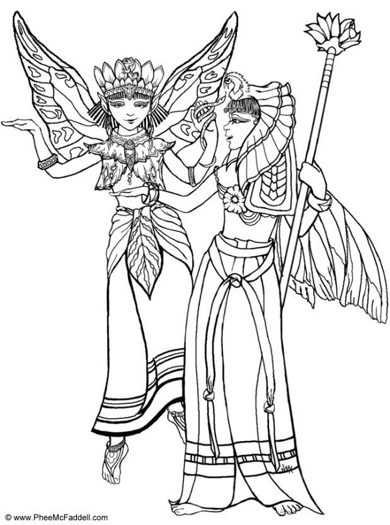 Coloring page fairies in costume