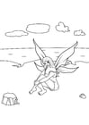Coloring pages fairy at the beach