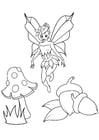 Coloring page fairy in autumn