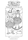 Coloring page fairy in front of mirror