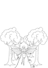 Coloring page fairy in the forest