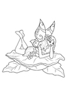 Coloring page Fairy on leaf