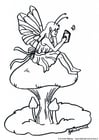 Coloring pages fairy on mushroom