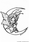 Coloring pages fairy on the moon