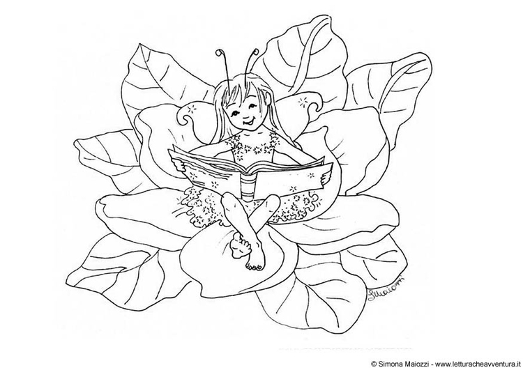 Coloring Page fairy with book - free printable coloring pages - Img 12399