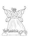 Coloring page fairy with dress