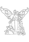 Coloring page fairy with flowers