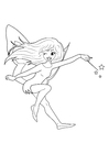 Coloring pages fairy with magic wand