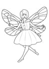 Coloring pages fairy with magic wand
