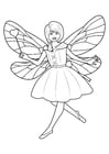 Coloring page fairy with magic wand