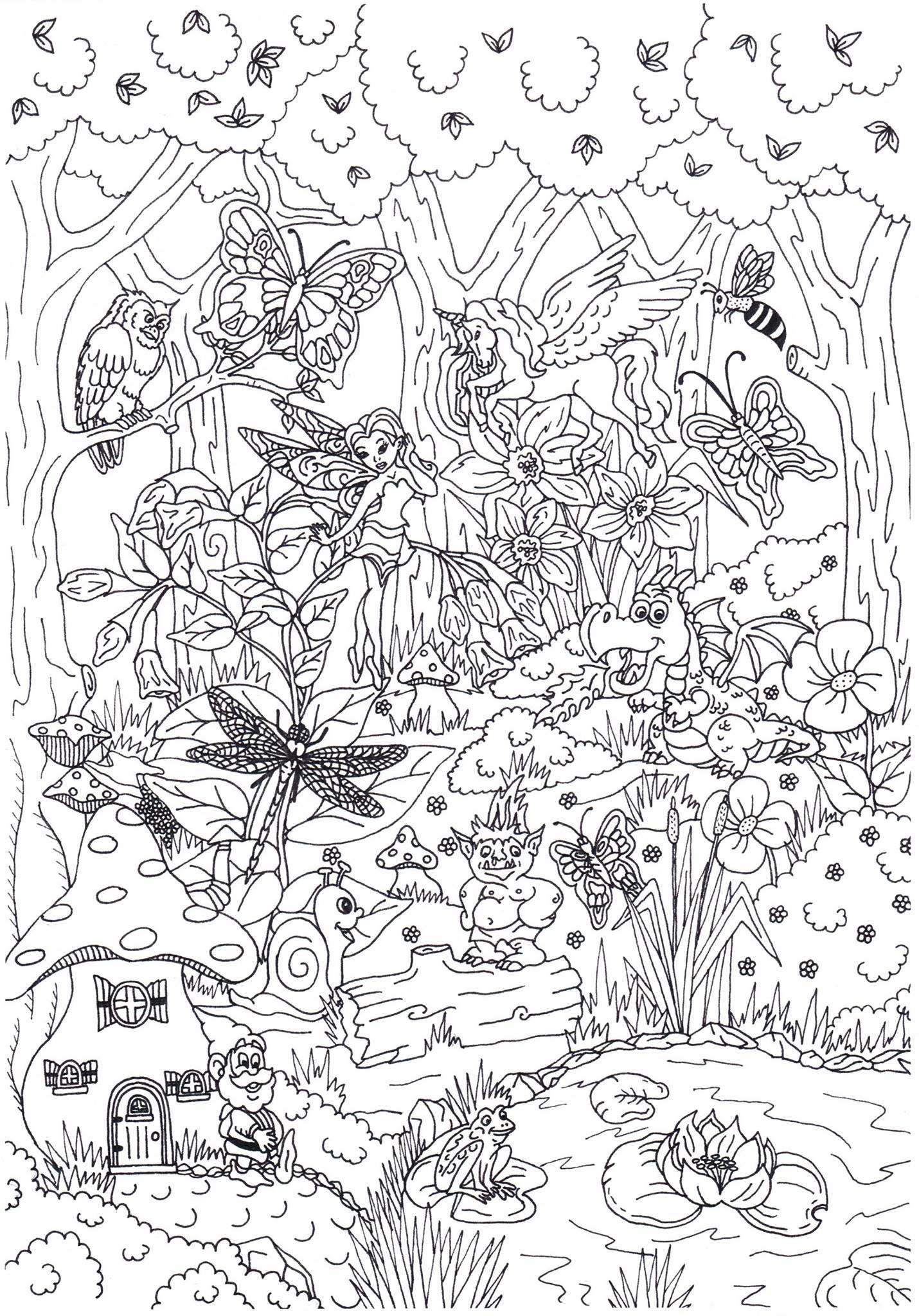 Coloring page fairytale forest