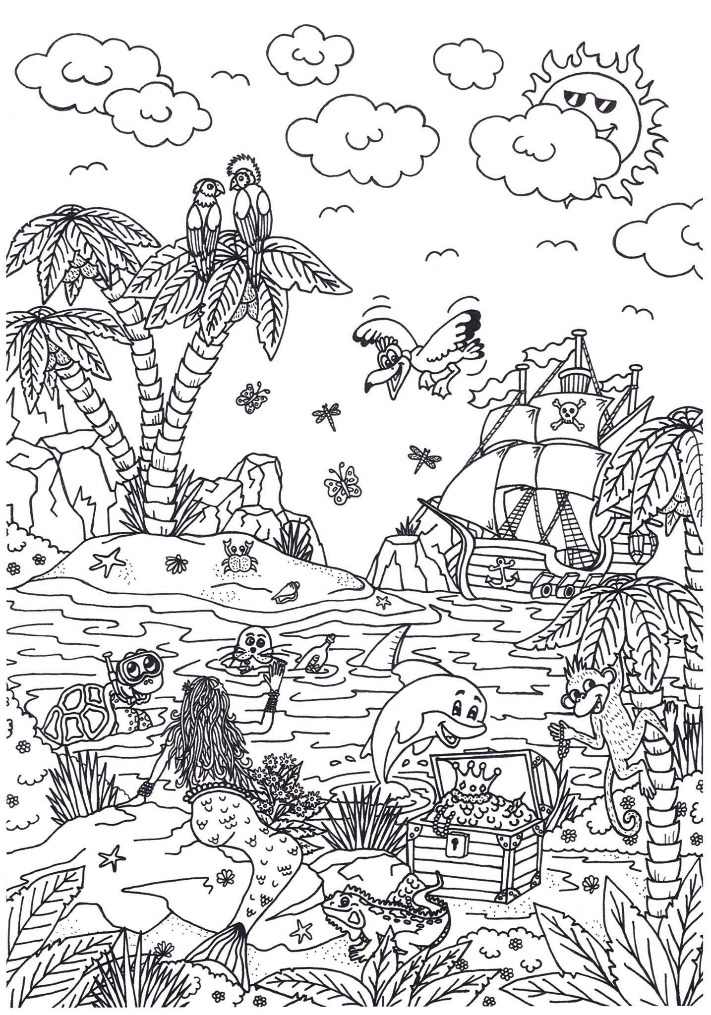 Coloring page fairytale island