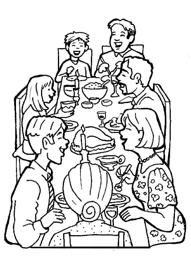 Coloring page family celebration