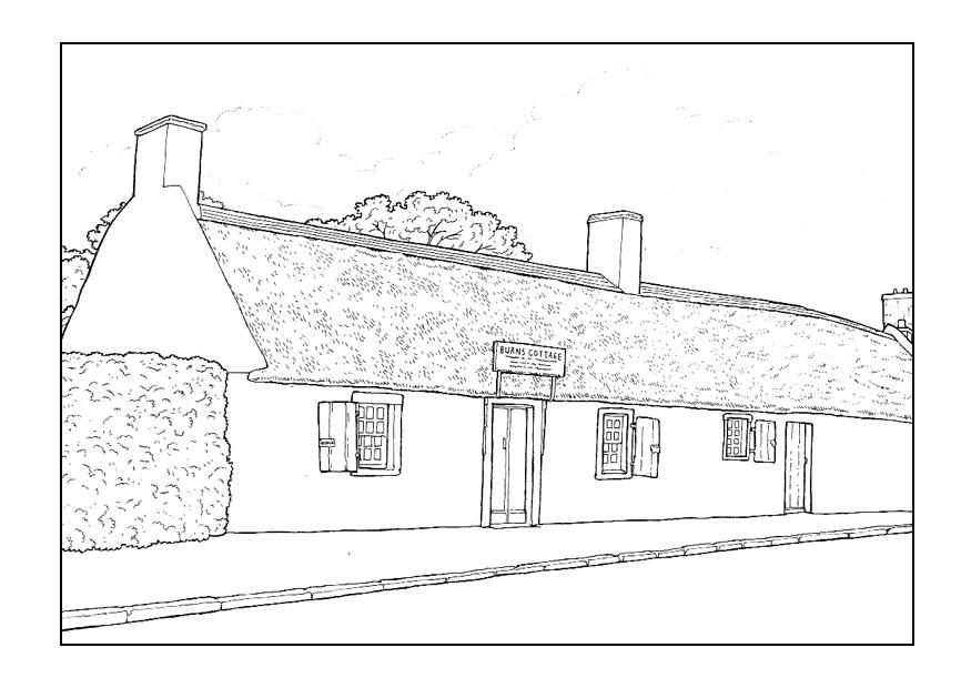 Coloring page farmhouse 18th century