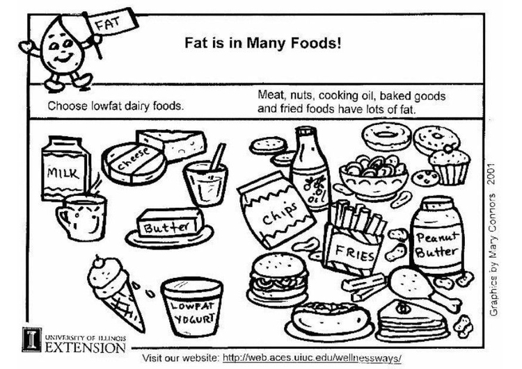 Coloring page fat in food