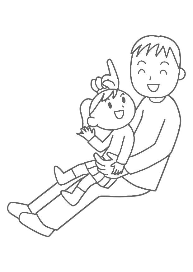 Coloring page father and child