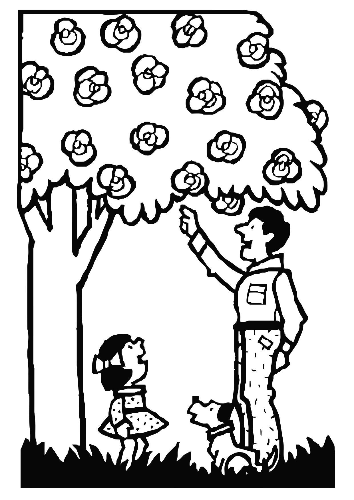 Coloring page father and daughter