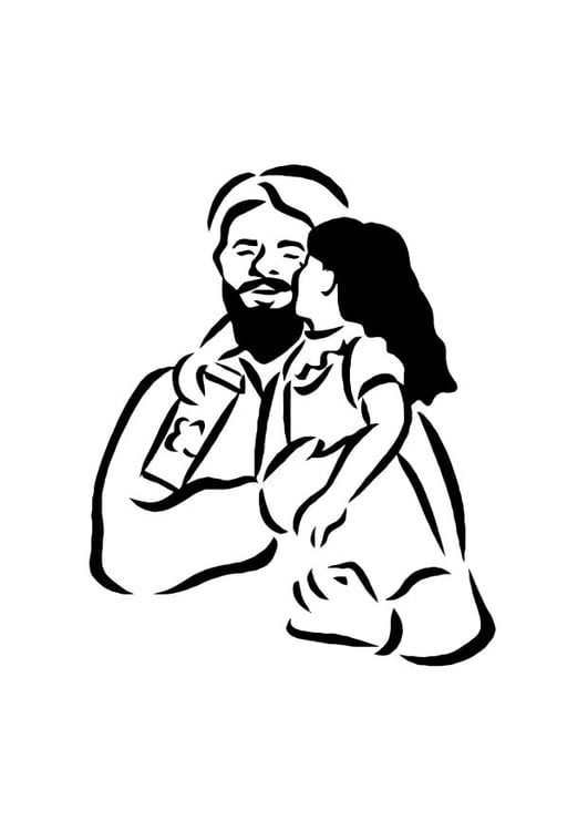 Coloring page father and daughter