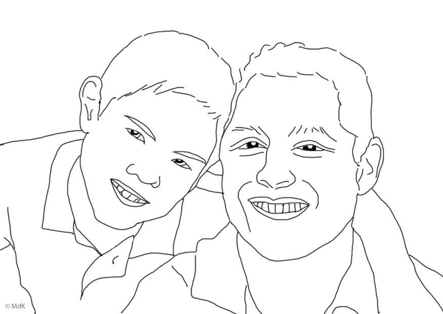 Coloring page father and son