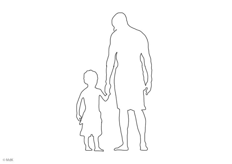 Coloring page father and son