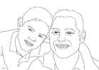 Coloring page father and son