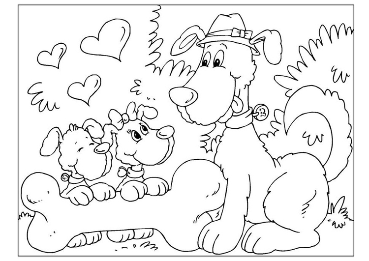 Coloring page Father's Day - dogs