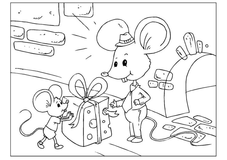 Coloring page Father's Day - mice