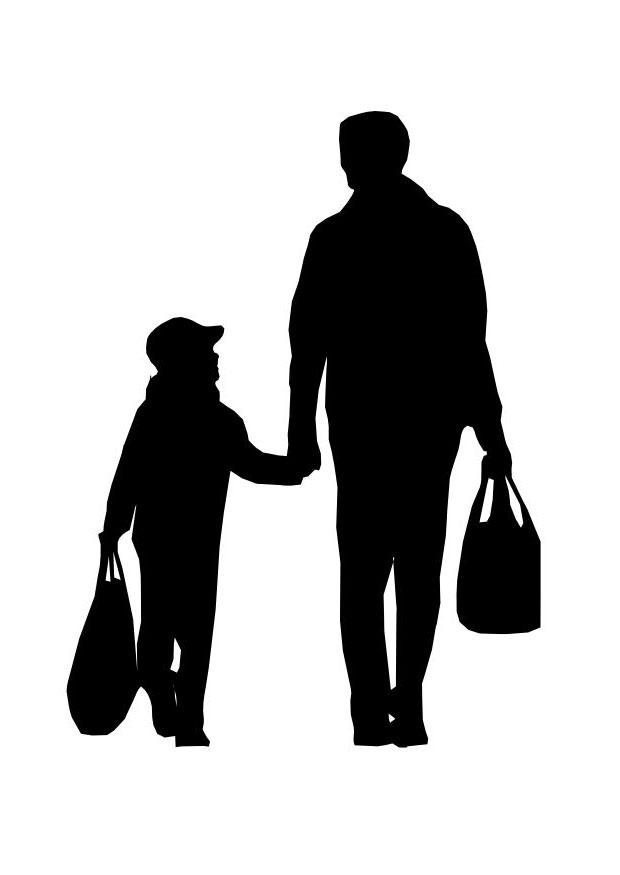 Coloring page father with child