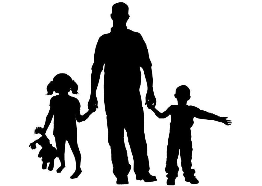 Coloring page father with children