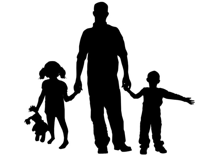 Coloring page father with children