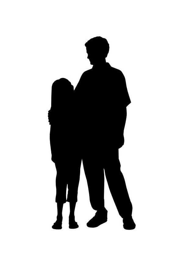 Coloring page father with daugther