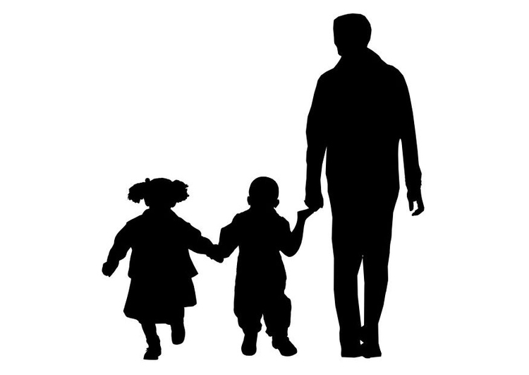 Coloring page father with son and daughter