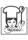 Coloring page female chef