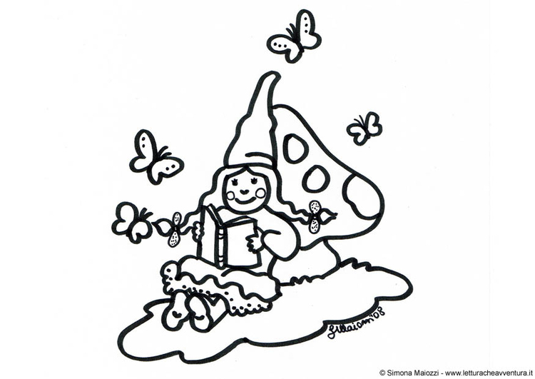 Coloring page female dwarf