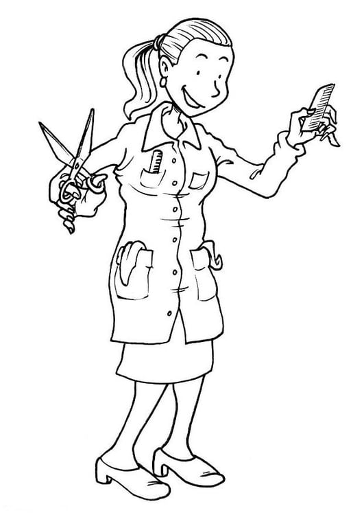 Coloring page female hairdresser